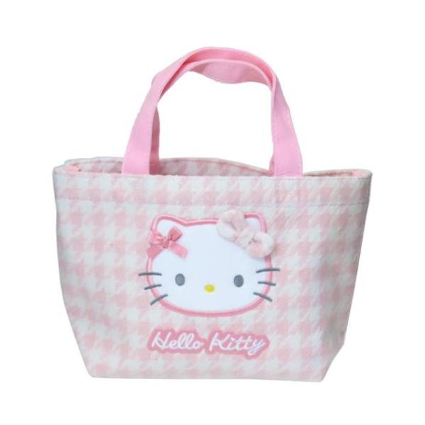 ミニトート ランチバッグ ハローキティ 千鳥格子 ピンク サンリオ お