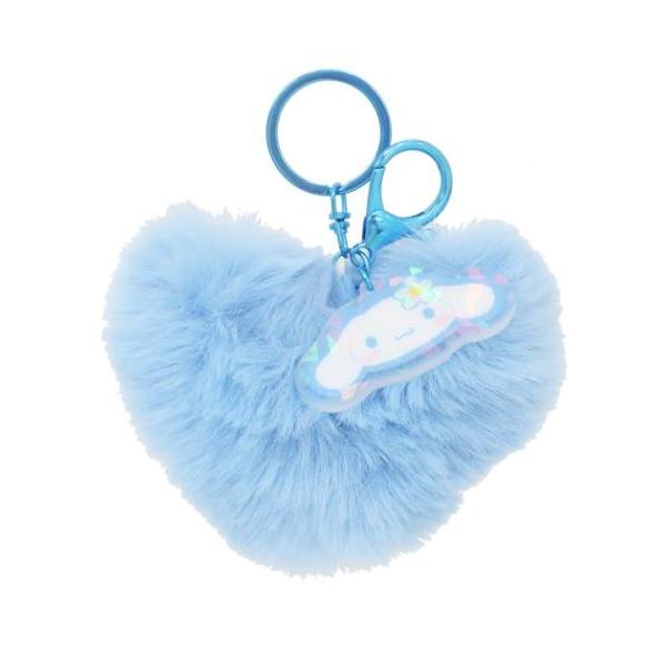 ハート型ファーキーホルダー キーリング シナモロール サンリオ ケイ