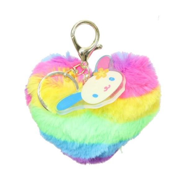 キーリング ハート型ファーキーホルダー ウサハナ サンリオ かわいい