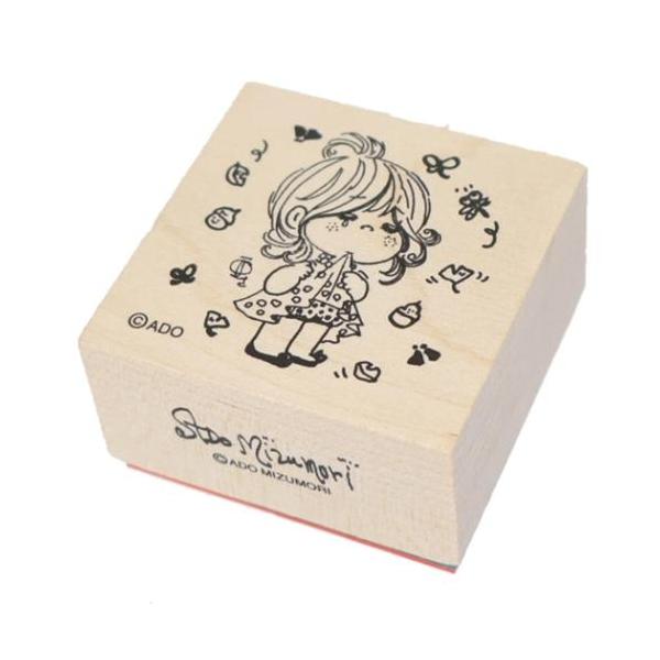 はんこ 木製スタンプ 水森亜土 ガール カミオジャパン 手帳デコ