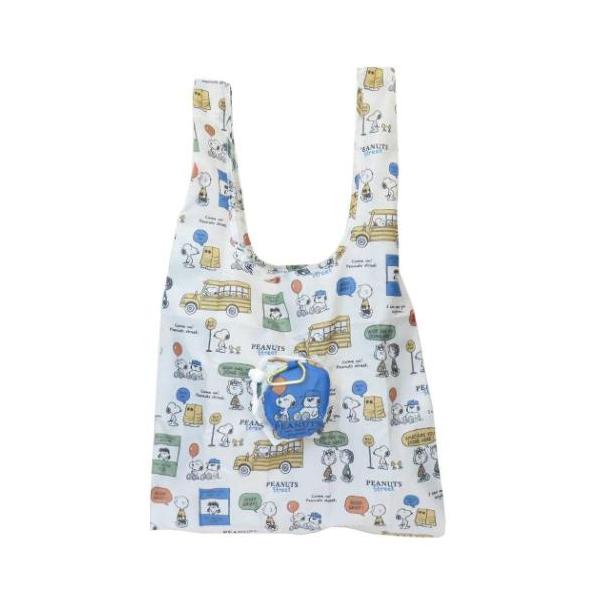 ポーチ付きエコバッグ ショッピングバッグ PEANUTS STREET スヌーピー ピーナッツ カミオジャパン お買い物かばん 爆買