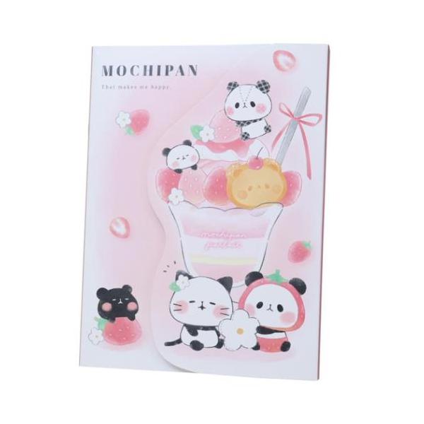 メモ帳 ダイカットカバー付きメモ もちもちぱんだ いちごパフェ カミオ