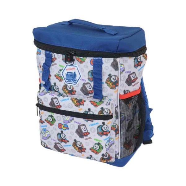 通園男の子大好き[Thomas＆Friends]グッズにまたまた可愛いnewアイテム登場  こちらはとってもかわいい[キッズスクエアリュック]トレンドのBOX型フォルムがおしゃれサイドのメッシュポケット、リフレクターワッペン、チェストベルト...