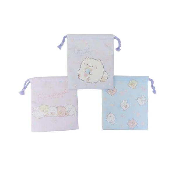 普段持ち歩く日用雑貨もお気に入りでそろえようサンエックスの大人気キャラクター[ふんわりねころん]グッズにまたまた可愛いnewアイテム登場こちらは定番人気アイテム[きんちゃくポーチ]3枚セット3種類がセットになっていて、コップや歯磨きセットな...