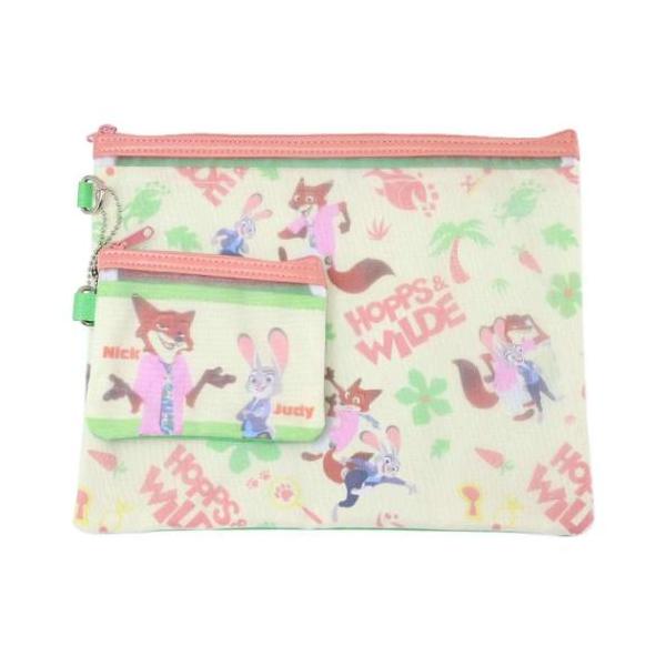 2連メッシュポーチ 平ポーチ大小2点セット ディズニー ズートピア2 BE