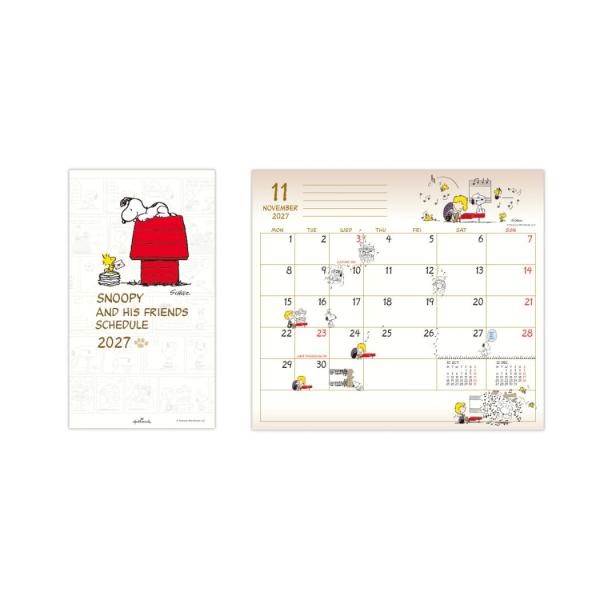 スヌーピー 2027 diary 2027年 手帳 スリムマンスリーダイアリー SNスリムピーナッツ犬小屋 10月始まり スケジュール帳 令和