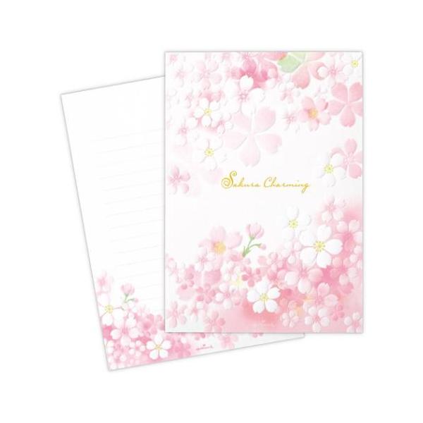 便箋 桜柄レターパッド 1柄10枚入り サクラチャーミング 日本ホールマーク 入学 卒業 お祝いメッセージ