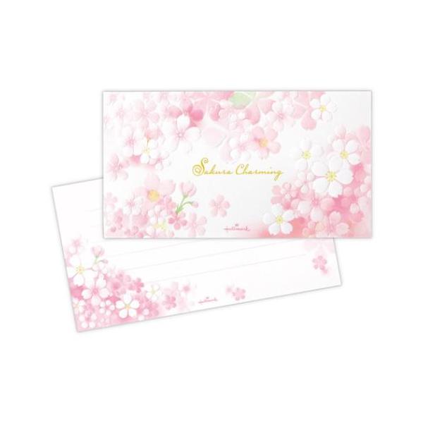 桜柄一筆箋 1柄14枚入り ヨコ罫 便箋 サクラチャーミング 日本ホールマーク 入学 卒業 お祝いメッセージ