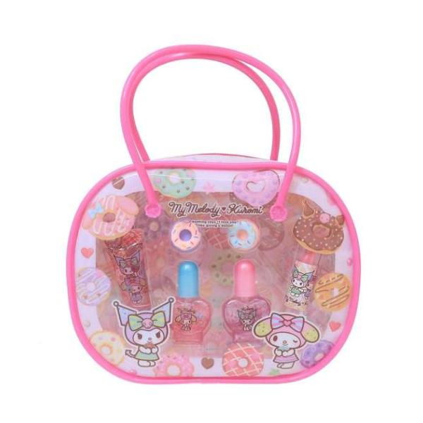 生活雑貨 おしゃれ ファッション お祝い ギフトに 日用雑貨大人気サンリオキャラクターグッズにまたまた可愛いnewアイテム登場こちらはキュートな[コスメハンドバッグ]カラフルなハンドバッグの中にリップグロス、ネイルカラーx2、リップスティッ...