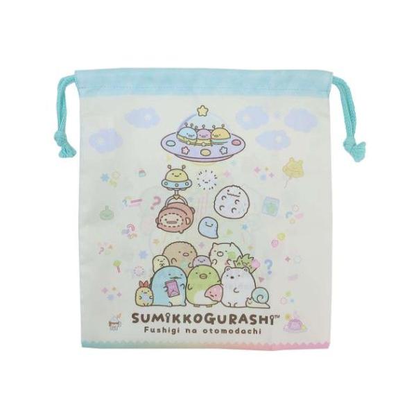 普段持ち歩く日用雑貨もお気に入りでそろえようサンエックスの大人気キャラクター[すみっこぐらし]のスクール雑貨シリーズこちらはとっても可愛い[きんちゃく袋M]体操服入れなどイロイロ使える内側にネームタグが付いているので名前が書けて便利他にも同...