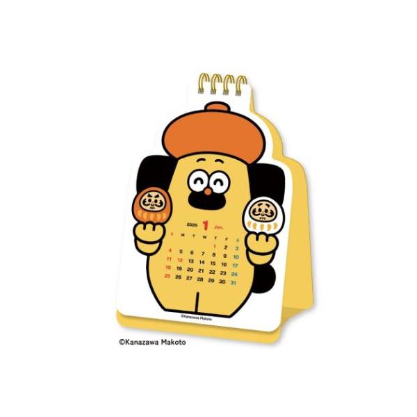 2026Calendar 卓上カレンダー2026年 おひげのポン ダイカット卓上 新