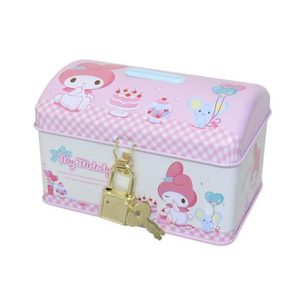 貯金箱 カギ付き缶バンク マイメロディ サンリオ ガールズピンク