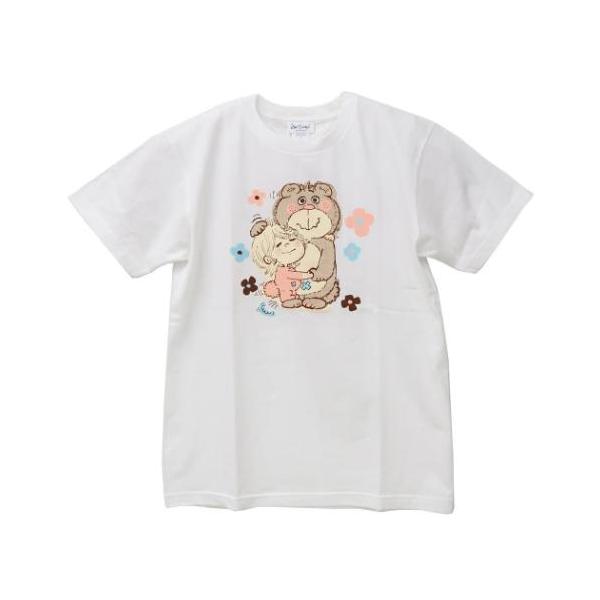 水森亜土 Tシャツ レディース T-SHIRTS クマ ホワイト ワタナベ
