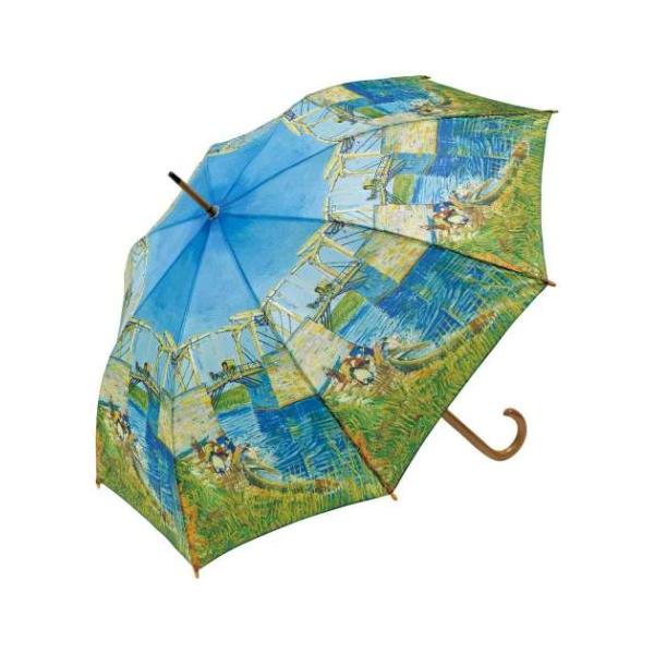 名画 木製ジャンプ傘 長傘 アルルの跳ね橋 ゴッホ AU-02231 ユーパワー 雨具 爆買