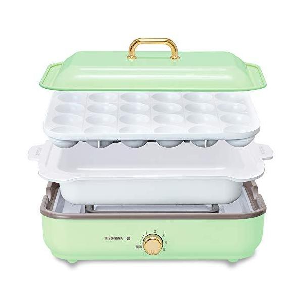 アイリスオーヤマ 着脱式ホットプレート 温度調節機能付き PHP1002TCG スモーキーグリーン