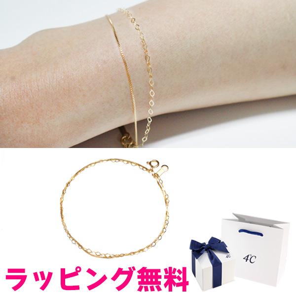 4℃ リボン済＆紙袋 ブレスレット ヨンドシー 正規品 レディース 2連 