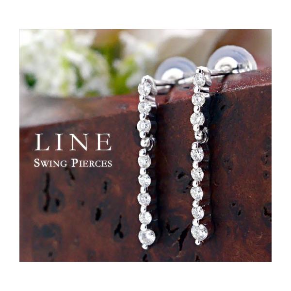 ダイヤモンド 天然石 スイングピアス LINE K18 揺れるピアス 18k 18金 