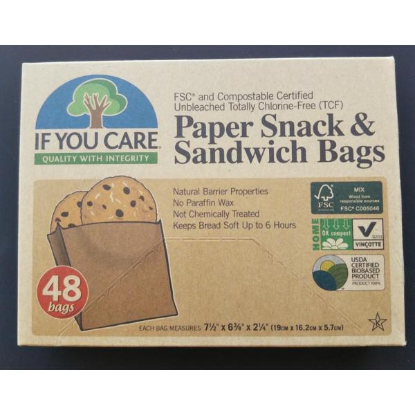 IF YOU CARE【商品名：サンドイッチバッグ(48枚入り)】if you care縦20ｘ横16 x マチ最大5石油コーティング、ワックス、パラフィン不使用なのに油をはじいてしっかりとサンドイッチを乾燥からガード。再生可能資源の天然素...