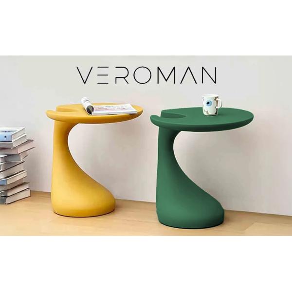 ※未開封 バターイエロー色円形サイドテーブル 韓国インテリア VeroMan コーヒーテーブル アヒル カーブ 丸い 円形 サイドテーブル