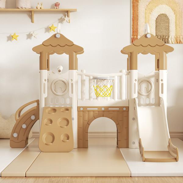 [ブランド]VEROMAN[セット内容]キッズ家具 1点[素材]高密度ポリエチレン[サイズ]幅205cm×高さ164cm×奥行き186cm 滑り台160cm 1段目までの高さ53cm[カラー]グリーン・ブラウン[特徴]・安全なHDPE素材を...