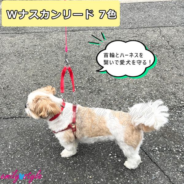 首輪とハーネスを繋ぐ、ダブルナスカンリード。お手持ちのリードに付けられて、首輪やハーネスからのすり抜けを防止してくれます。コンパクトなので超小型犬や小型犬におすすめ。【数量】１個 【サイズ】約16cm〜約34cm幅：約1.5cm重さ：約42...