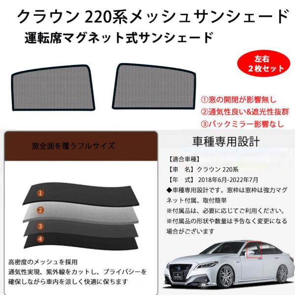 トヨタ クラウン 220系 メッシュサンシェード 運転席用 助手席用