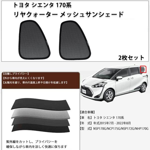 トヨタ シエンタ 170系 互換対応 メッシュ リヤクォーター リア