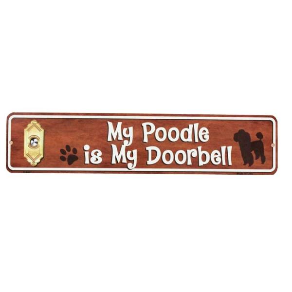 プードル 雑貨 My Poodle is My Doorbell ミニストリートサイン アメリカンブリキ看板 犬 メタルプレート