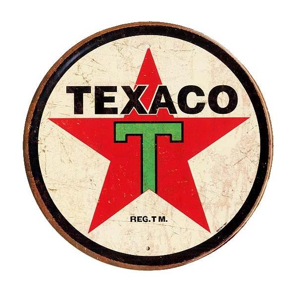 テキサコ スターマーク レトロ調 ラウンド 円形 エンボス加工 TEXACO アメリカンブリキ看板 アメリカン雑貨 メタルプレート