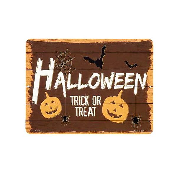 ハロウィン 飾り アメリカンブリキ看板 当店Ｓサイズ TRICK OR TREAT サインプレート メタルプレート