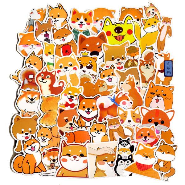 たっぷり５０枚セット♪柴犬のかわいいイラスト仕上げのステッカーです★色々な柄の柴犬がポップでかわいいですよね♪★詳しくは商品説明欄をご覧ください。柴犬 雑貨 ステッカー５０枚セット コート紙製 犬 ペット シール グッズ
