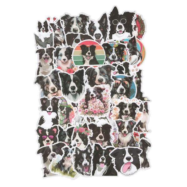 【メール便送料無料】たっぷり５０枚セット♪ボーダーコリーのかわいいイラスト仕上げのステッカーです★色々な柄のボーダーコリーがポップでかわいいですよね♪★詳しくは商品説明欄をご覧ください。ボーダーコリー 雑貨 ステッカー５０枚セット コート紙...