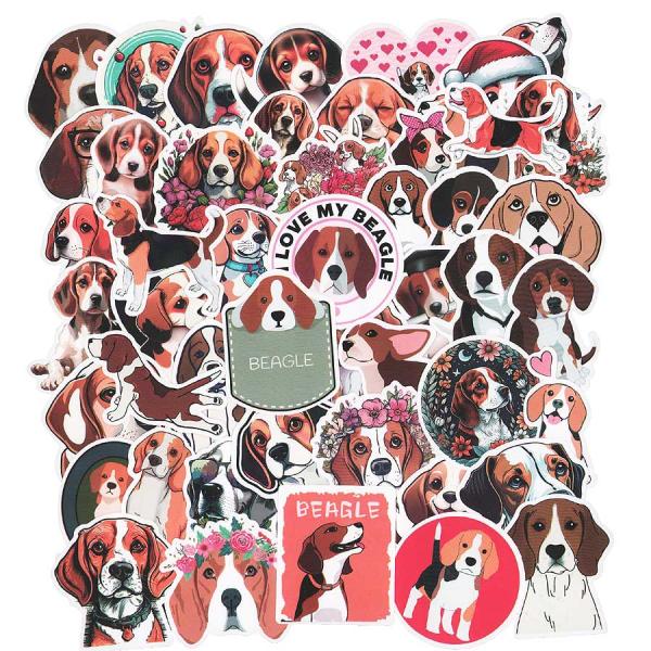 メール便送料無料♪１０００円ぽっきり・お得セット★たっぷり５０枚セット♪ビーグルのかわいいイラスト仕上げのステッカーです★色々な柄のビーグルがポップでかわいいですよね♪★詳しくは商品説明欄をご覧ください。ビーグル 雑貨 ステッカー５０枚セッ...