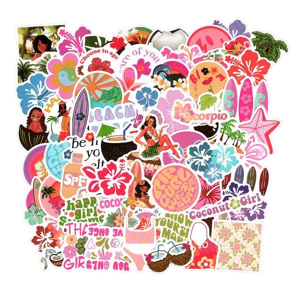 たっぷり６４枚セット♪ハワイアン柄のステッカーです★色々なデザインがポップで嬉しいです♪こんなステッカーで、あなたもいろいろな物をデコしてみませんか！？★詳しくは商品説明欄をご覧ください。ハワイ ステッカー６４枚セット 004柄 ハワイアン...