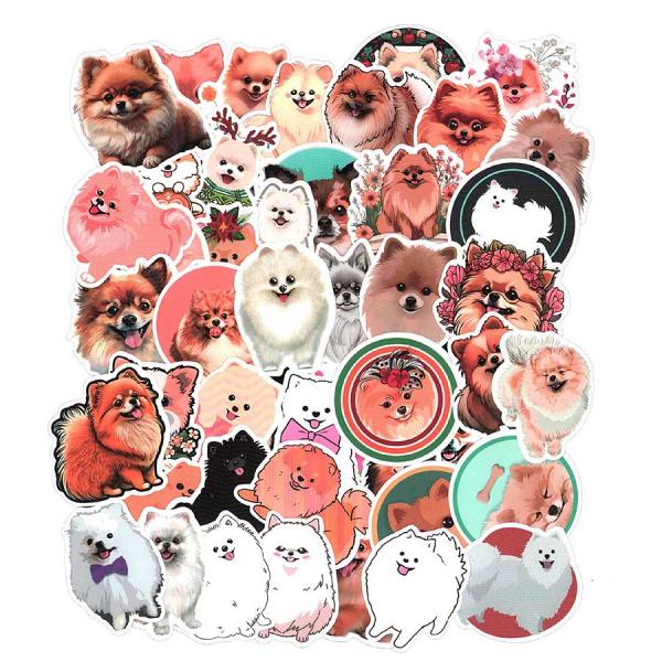 たっぷり５０枚セット♪ポメラニアンのかわいいイラスト仕上げのステッカーです★色々な柄のポメちゃんがポップでかわいいですよね♪★詳しくは商品説明欄をご覧ください。ポメラニアン 雑貨 ステッカー５０枚セット コート紙製 犬 ペット ポメ シール...