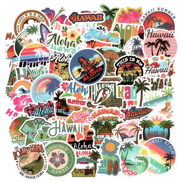たっぷり５６枚セット♪ハワイアン柄のステッカーです★色々なデザインがポップで嬉しいです♪こんなステッカーで、あなたもいろいろな物をデコしてみませんか！？★詳しくは商品説明欄をご覧ください。ハワイ ステッカー ５６枚セット 005柄 ハワイア...
