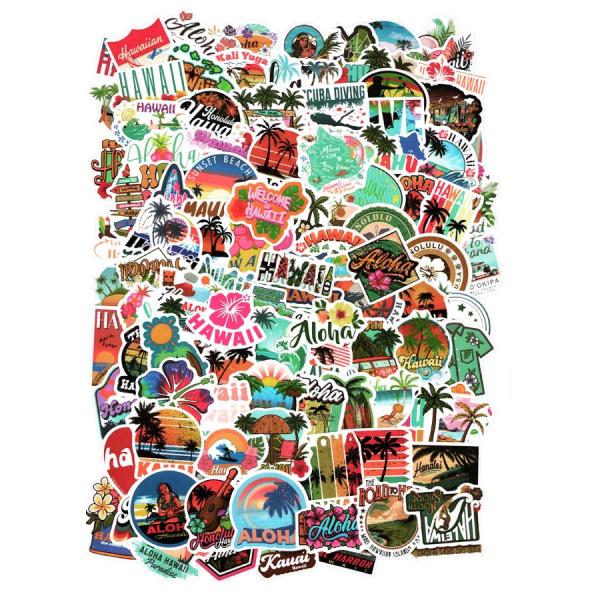 メール便送料無料の特別ご提供品♪なななんと・・・どどどーんとたっぷり１１２枚セット！！１枚あたり１５円♪ハワイアン柄のステッカーです★色々なデザインがポップで嬉しいです♪あなたもこんなステッカーで色々なものをデコしてみませんか！？特別ご提供...