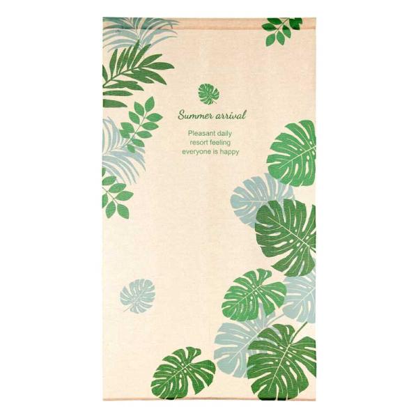 南国リゾート風の優しい雰囲気のモンステラ柄ののれんです♪落ち着きのあるベージュ色がインテリアとして優しい雰囲気で、グリーンカラーのモンステラのデザインがオシャレで雰囲気ありますよね★この「のれん」は割れていません。ハサミで切ってもほつれない...