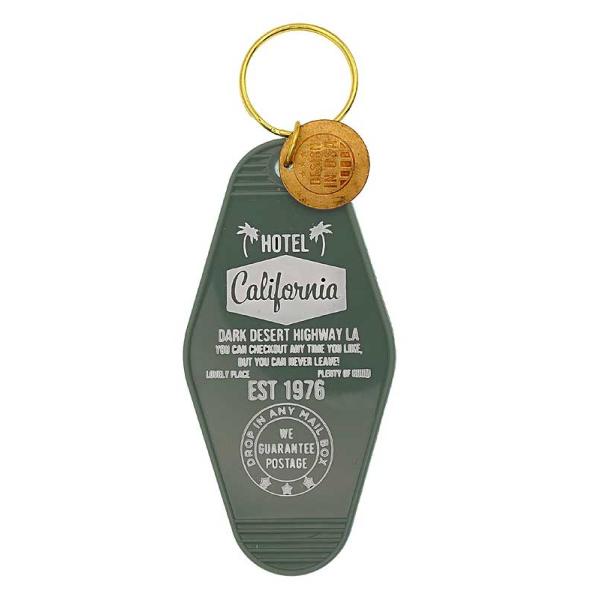 ホテル カリフォルニア キーホルダー 002柄 モスグリーン プラスチック製 HOTLE CALIFORNIA アメリカ アメリカン雑貨