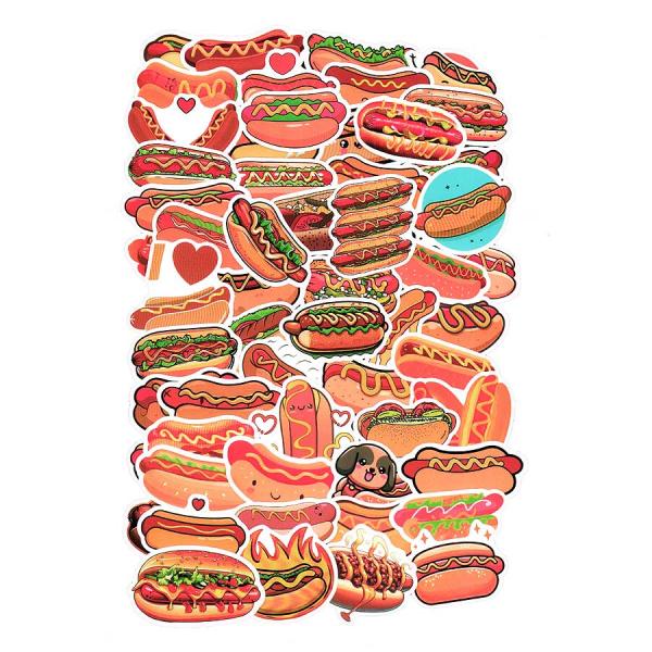 送料無料にてメール便でお届け♪アメリカの食べ物と言えばやっぱりこれ！！たっぷり５７枚セット♪ホットドッグのポップなイラスト仕上げのステッカーです★見ていると・・・なんだかお腹が空いてきそうなデザインが嬉しいです(^^)/★詳しくは商品説明欄...