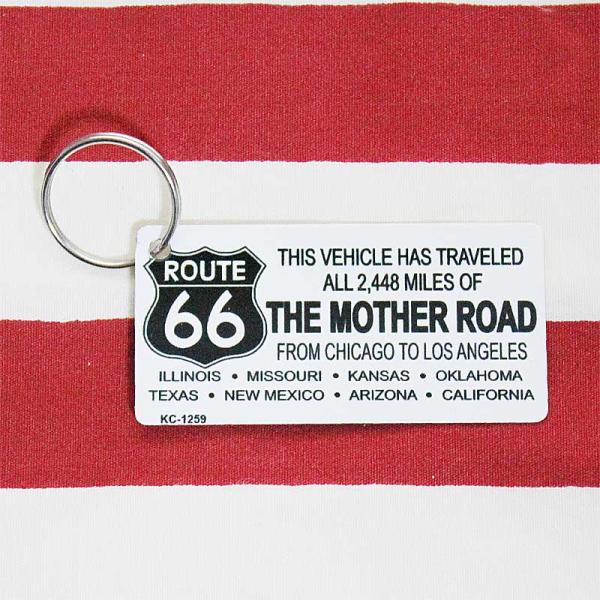 ルート６６ キーホルダー キーチェーン MOTHER ROAD アルミ製 アメリカ製 直輸入品 アメリカ雑貨 アメリカン雑貨