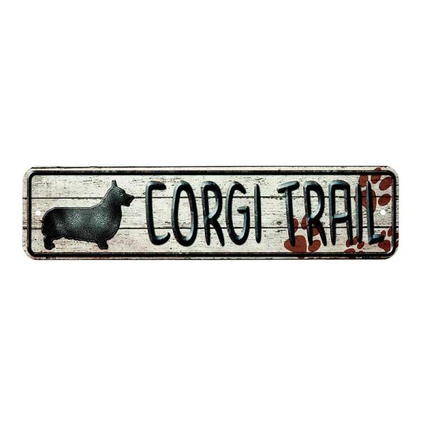 コーギー 雑貨 CORGI TRAIL ミニストリートサイン Sサイズ アメリカンブリキ看板 アメリカ 雑貨 アメリカン雑貨