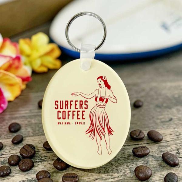 SURFERS COFFEE サーファーズコーヒー キーホルダー アクリル製 フラガール柄 キーチェーン ハワイアン 雑貨