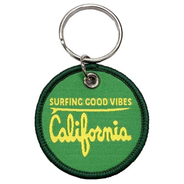 カリフォルニア キーホルダー キーチェーン 刺繍 SURFING GOOD VIBES サーフカルチャー サーフィン 雑貨