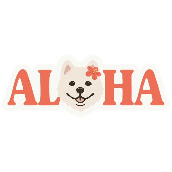 サモエド 雑貨 ステッカー アロハ柄 防水 ダイカット ハワイ ハワイアン 雑貨 犬 シール