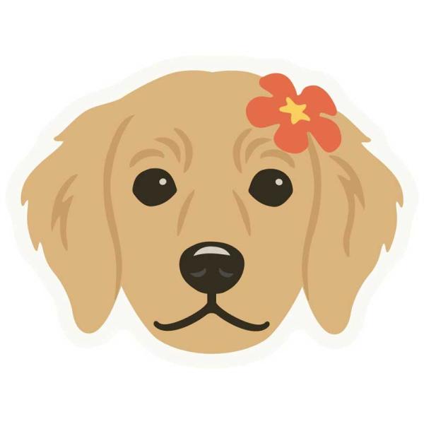 ゴールデンレトリバー 雑貨 ステッカー フェイス柄 防水 ダイカット ハワイ ハワイアン 雑貨 犬 ゴールデン シール