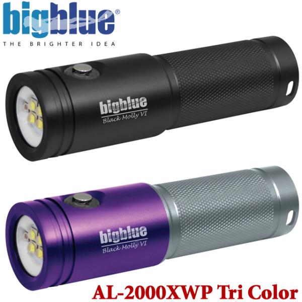 BIGBLUE BLACK MOLLYVI AL-2000XWP Tri Color ビッグブルー 水中ライト ブラックモリー6 ダイビング ライト ストロボ リチウムイオン 2000ルーメン LED