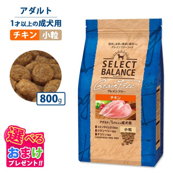 他サイト： ウエットティッシュプレゼント セレクトバランス グレインフリー アダルト チキン 小粒 800g ドッグフード 犬 イヌ 成犬 ペット 健康 総合栄養食の商品画像