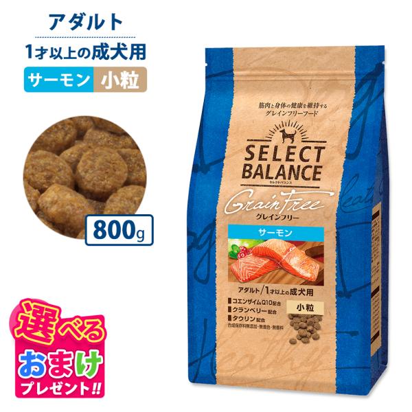 他サイト： おまけ付き セレクトバランス グレインフリー アダルト サーモン 小粒 800g ドッグフード 犬 イヌ 成犬 ペット 健康 無着色 無香料 無添加 総合栄養食の商品画像
