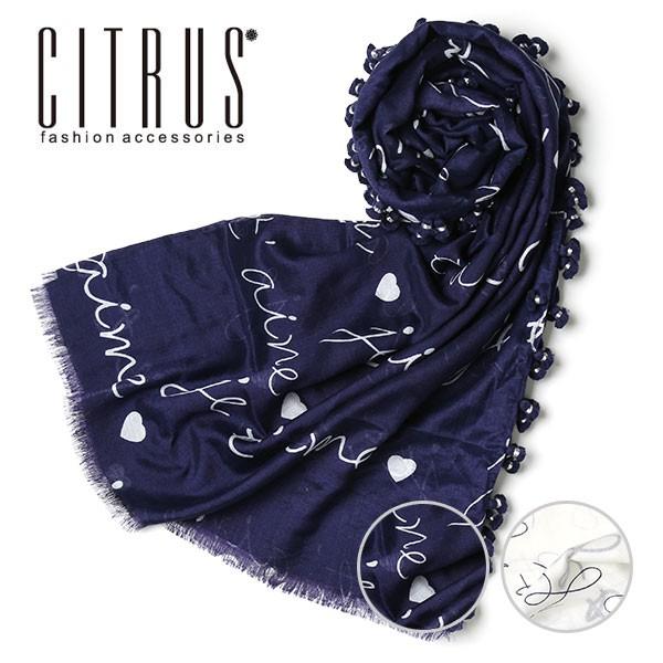 シトラス 春夏 ストール ポンポン フレンチ ロゴ コットン シルク プリントストール Citrus Citrus V Viajero 通販 Yahoo ショッピング
